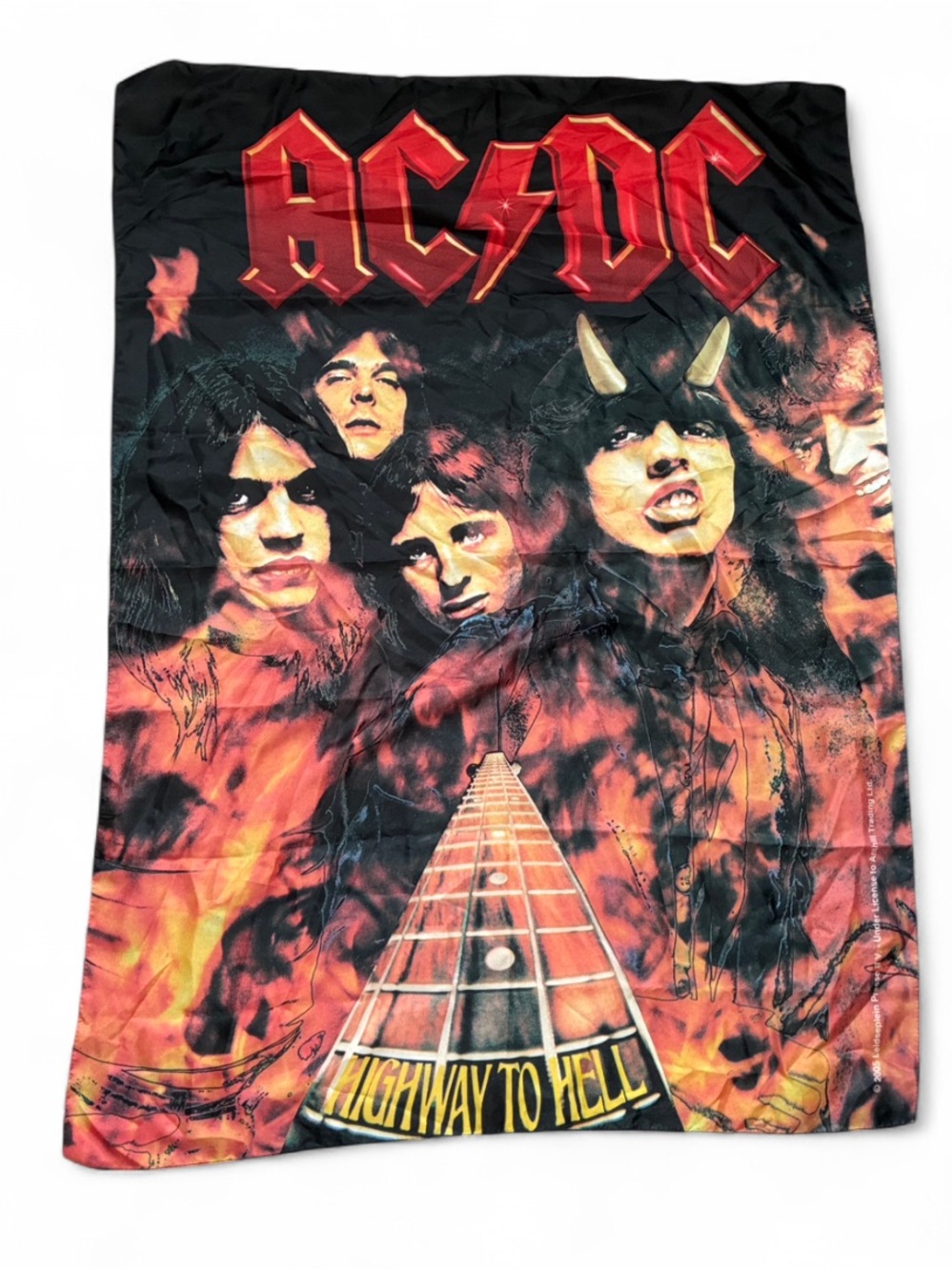 Y2K Vintage AC/DC Highway to Hell Black and Red Flames GraphicTapestry